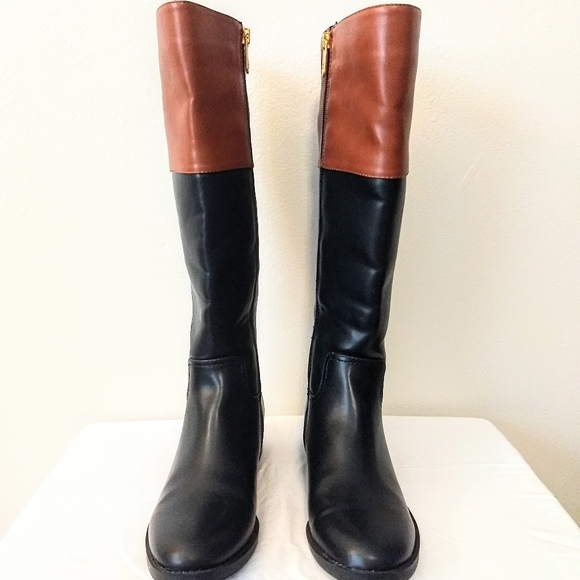 Tommy Hilfiger Black & Brown Fashion Riding Boots - Picture 4 of 11